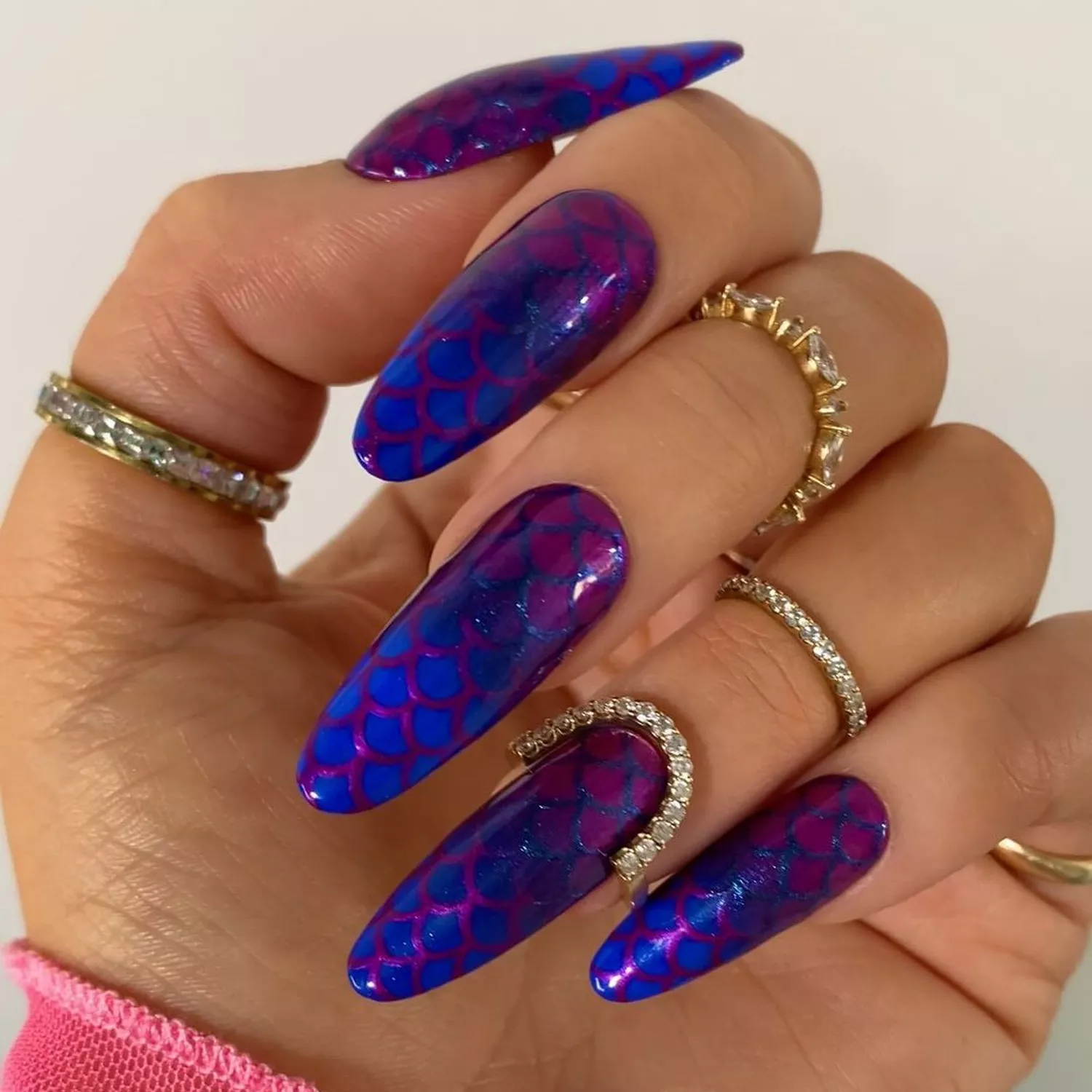 Reverse Ombre Mermaid Nails
