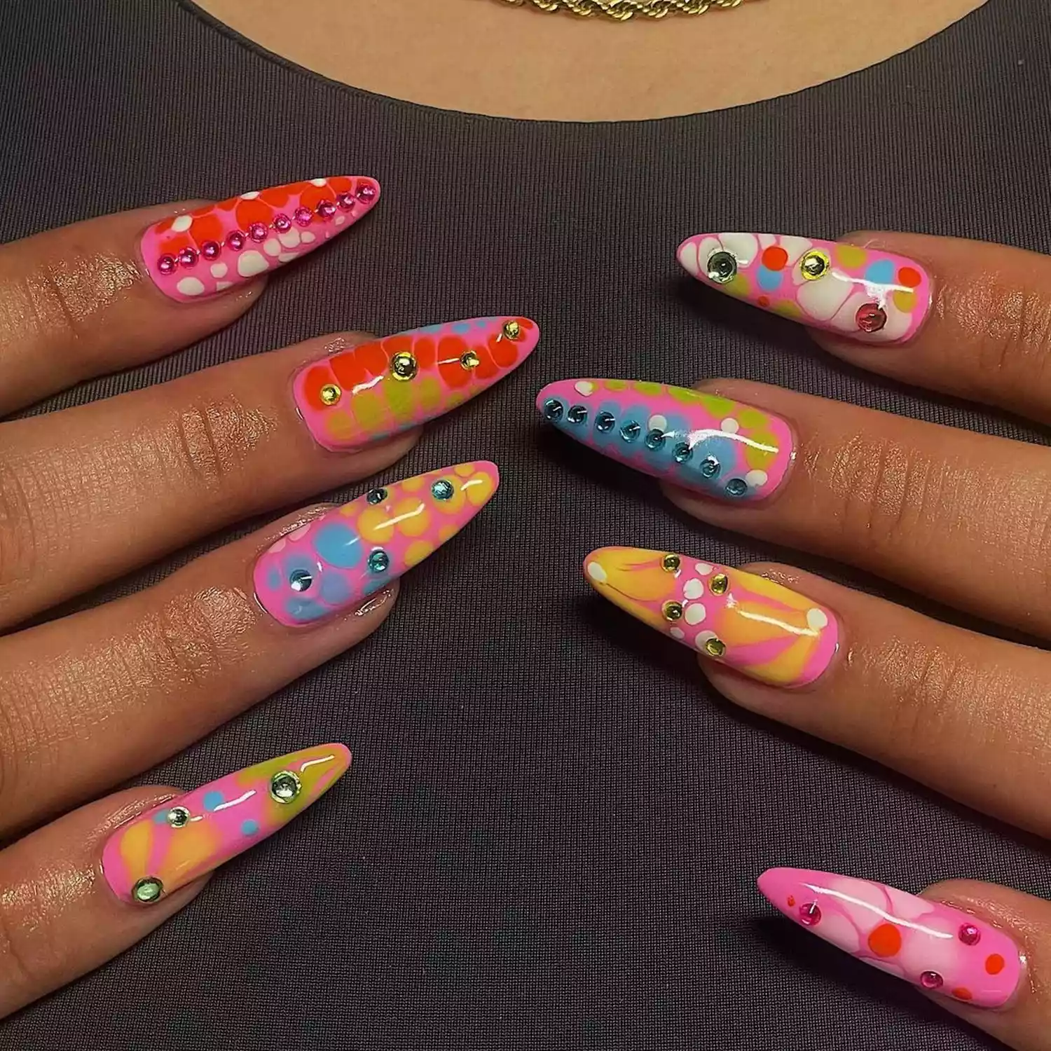 Colorful croc-inspired summer nails