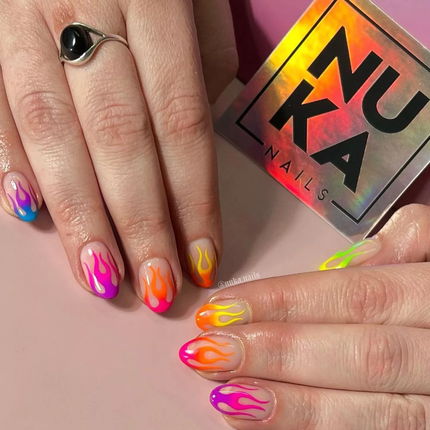 Ombre flame summer nail art designs